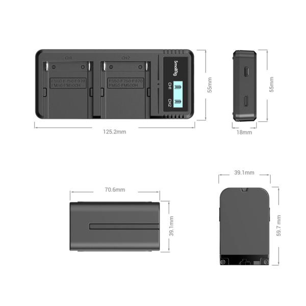 SmallRig 3823 kit batterie NP-F970 chargeur double