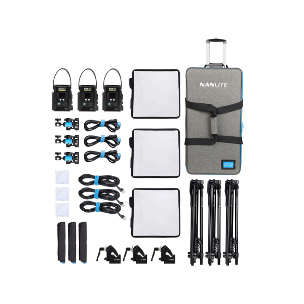 Nanlite Kit 3 PavoSlim 60B + Trolley - Kit LED bicolore