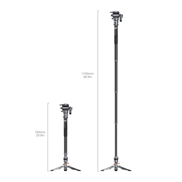 SmallRig 5565 – Monopode vidéo carbone avec tête fluide