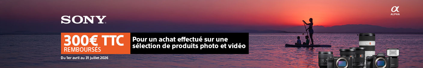 Offre d'été photo : jusqu'à 300€ remboursés  sur une sélection de produits photo et vidéo