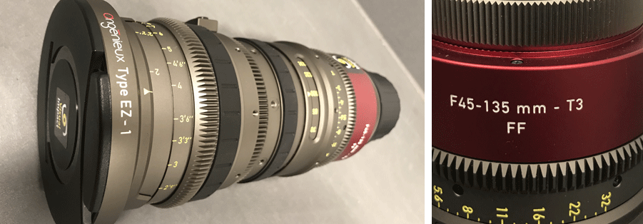 Exemple montage de l'objectif Angénieux Type EZ-1 avec la lentilles arrière F45-135mm 10x3